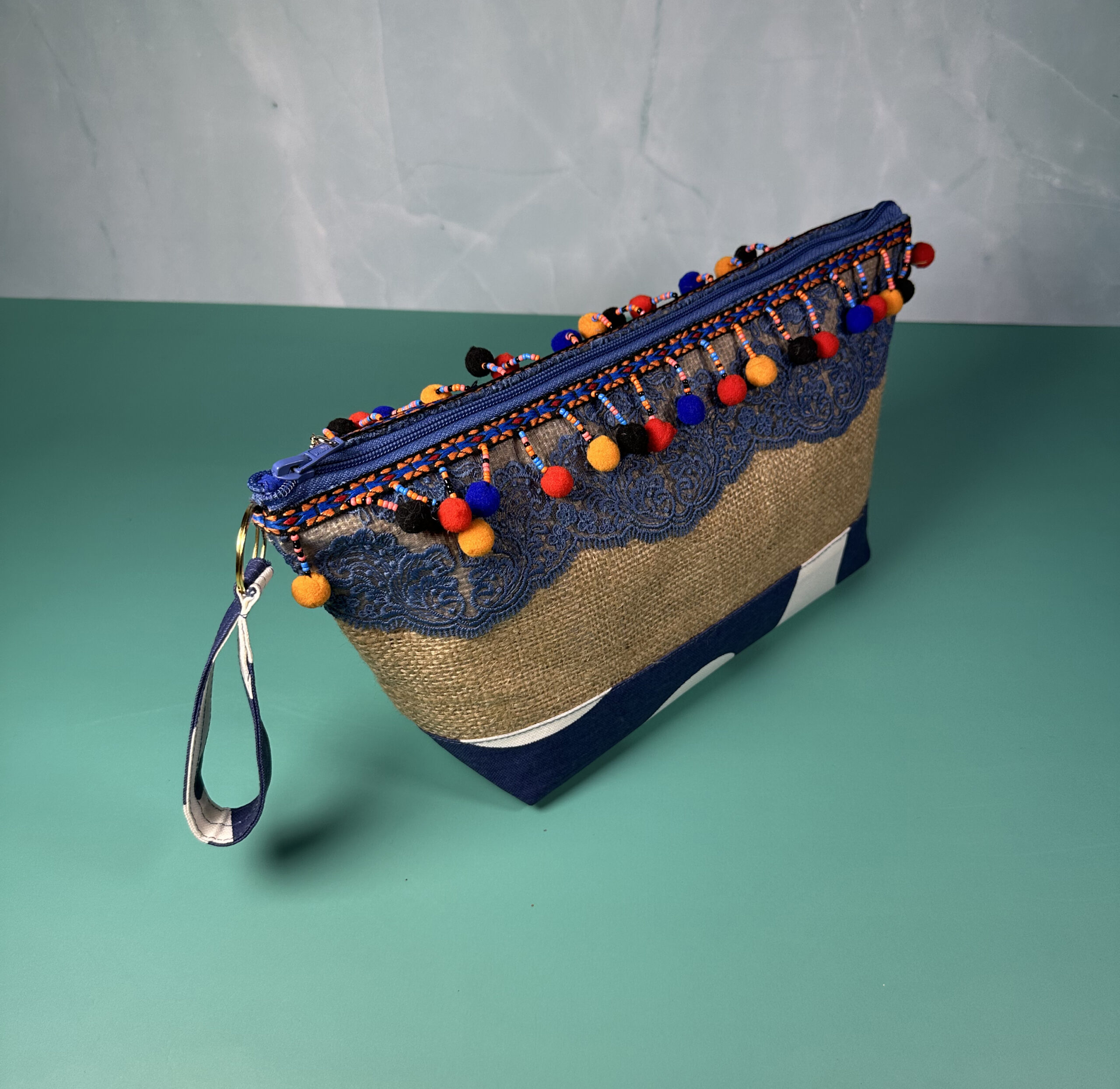 1070 - Jute Kumaş Clutch/Portföy Çanta - Görsel 2