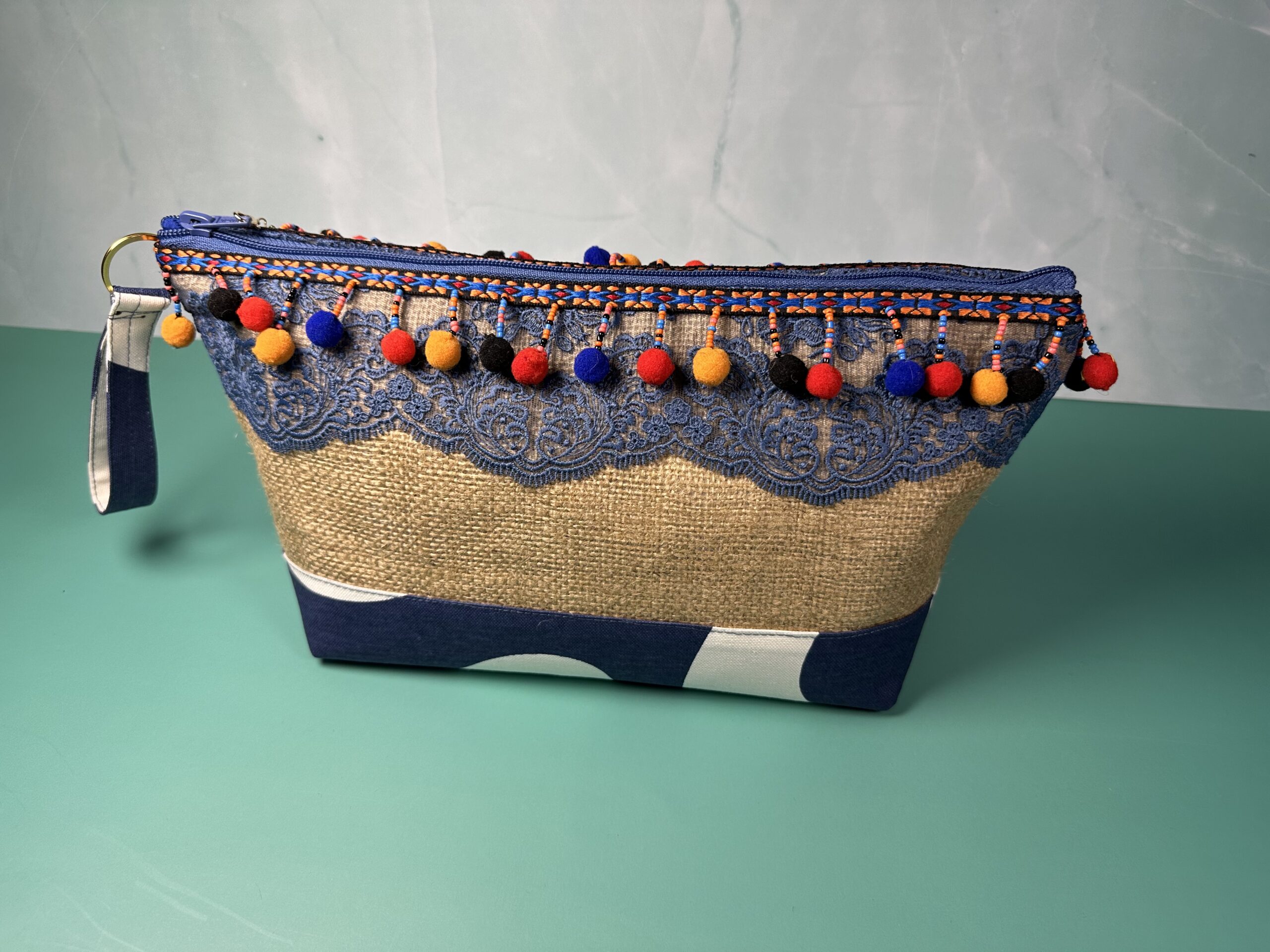 1070 - Jute Kumaş Clutch/Portföy Çanta - Görsel 13