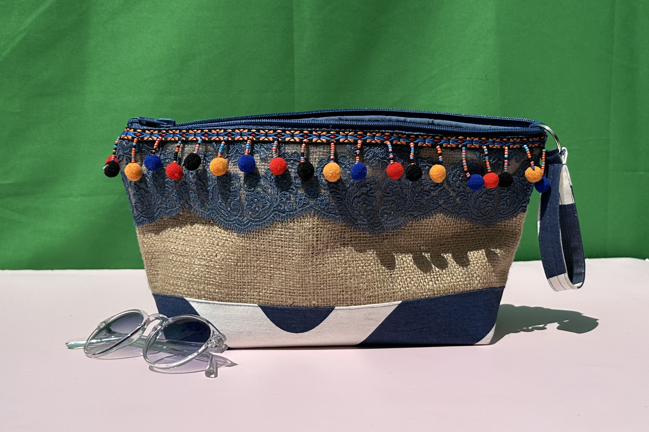 1070 - Jute Kumaş Clutch/Portföy Çanta - Görsel 10